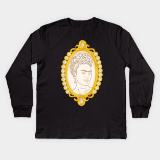 Frida Kahlo Cameo Pin Kids Long Sleeve T-Shirt